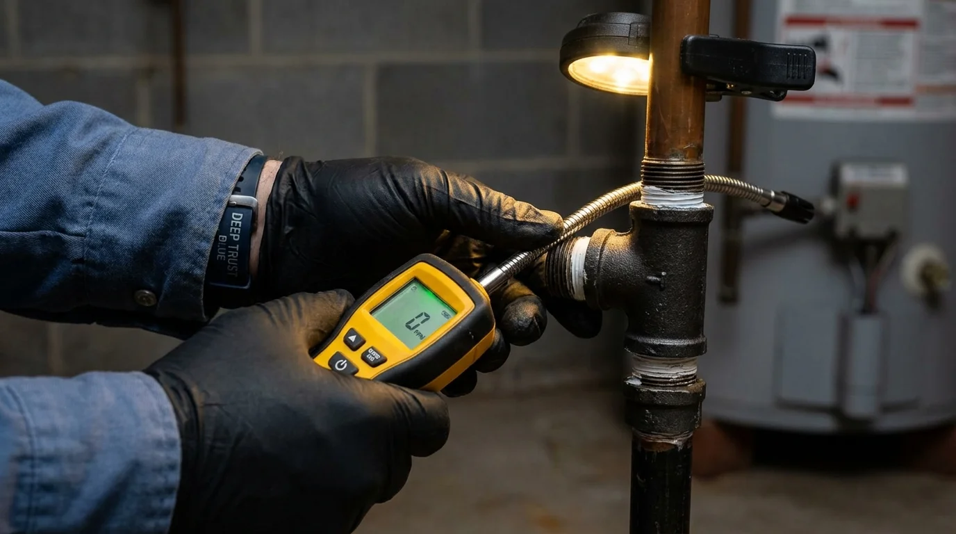 Gas leak detection with electronic sniffer by Johns Plumbing LLC in Clover