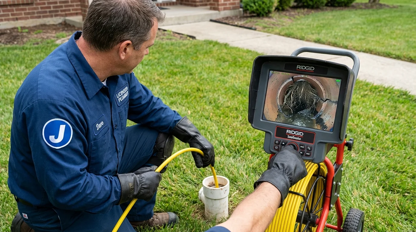 Sewer camera inspection being performed by Johns Plumbing LLC in Clover